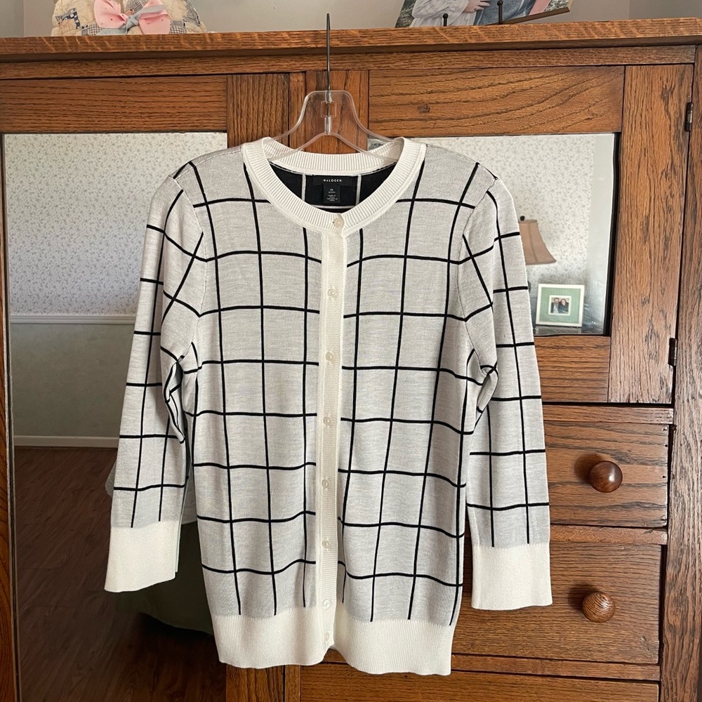 Halogen Windowpane Button-Up M Petite Cardigan - image 1